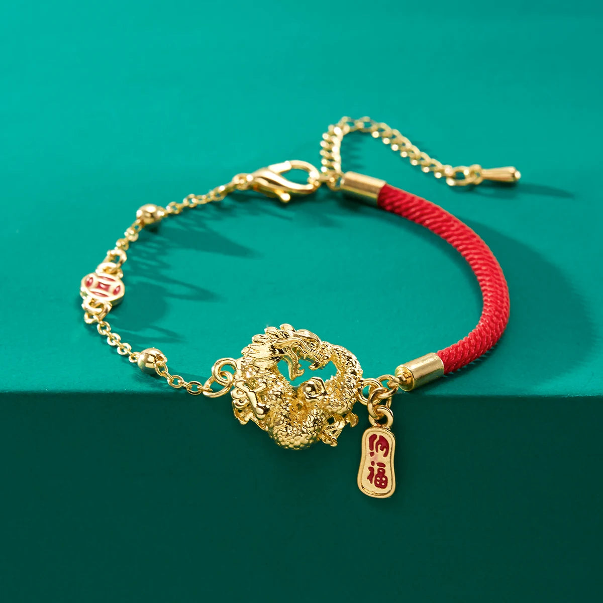 Lucky Sign Gold Dragon Bracelet Girl Women Handmade Adjustable Ethnic Chinese Red Rope Bracelets New Year Amulet Jewelry Gifts