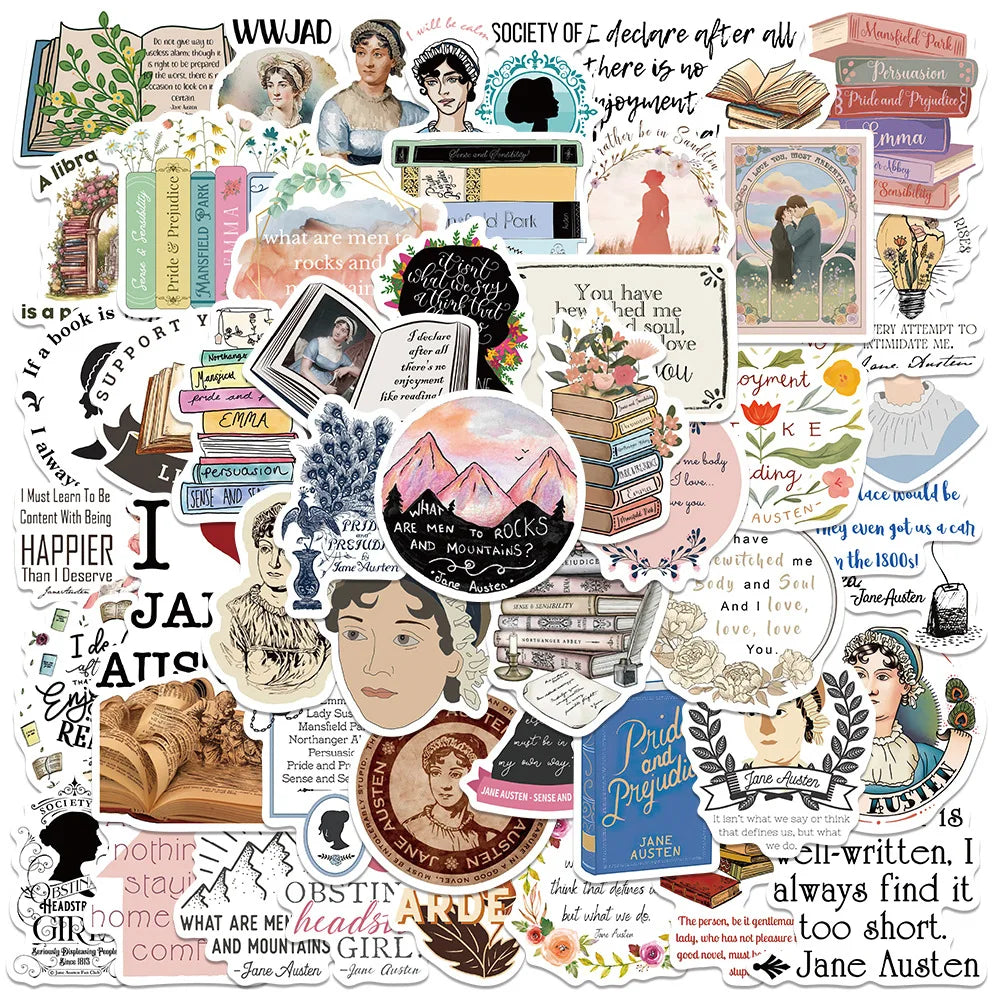 50PCS Famous British Novelist Novel Quote Decals Aesthetic Jane Austen Sticker
