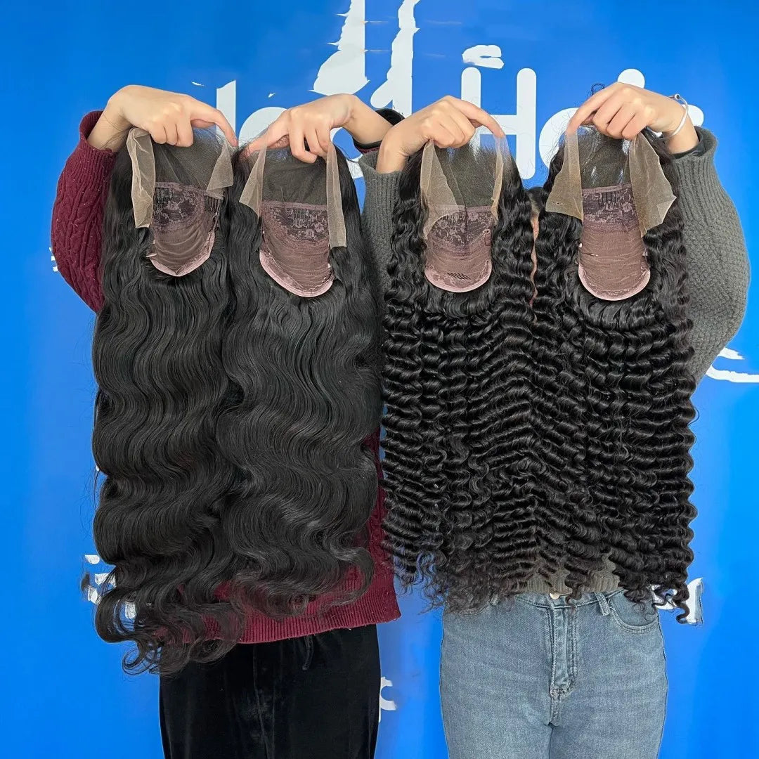 Wholesale Brazilian Virgin Remy Human Hair Transparent for Lace Front Wig for Black Women Deep Wave 13x4/13x6 10-40inches