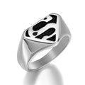 Custom Fashion Man Jewelry Initial Letter S Silver Ring Minimalist Stainless Steel Man Ring