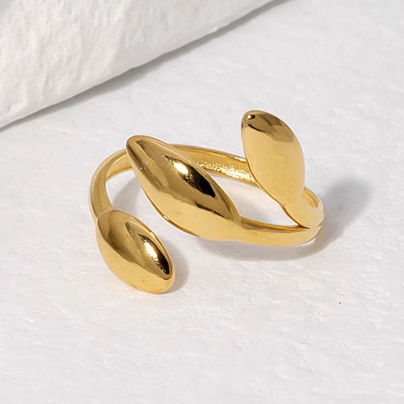 Beimai OEM Simple Adjustable Stainless Steel Leaf Jewelry Rings