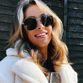 2022 New CROESUS Fashion Women Metal Gold Oversize Sunglasses with UV400 Protection