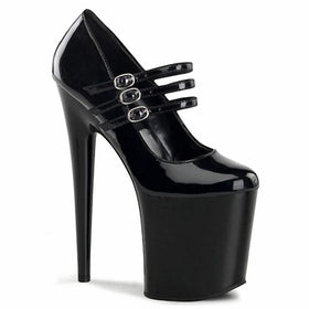 20 cm Black Super High Heel Platform Club Pole Dance Gothic Transvestite Men's Anti String Large Fashion High Heels