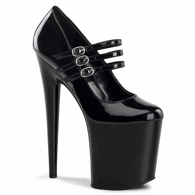 20 cm Black Super High Heel Platform Club Pole Dance Gothic Transvestite Men's Anti String Large Fashion High Heels