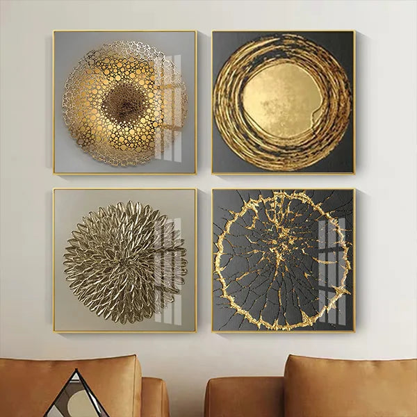 Living Room Abstract Gold Foil Luxury Poster Modern Wall Paintings Home Decor Luxury Framed Wall Art