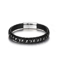 Microfiber Leather Braided With Stainless Steel Chain Wrap  Leather Bracelet