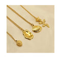 2024 Fashion Gold Plated Rose Flower Necklace Stainless Steel Jewelry Irregular Geometric Pendant Shell Necklace for Women