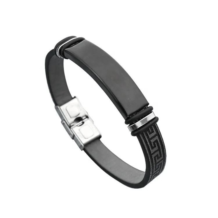 Simple Fashion Charm Bracelets for Men and Women New Smooth Stainless Steel and DIY Leather for Couples