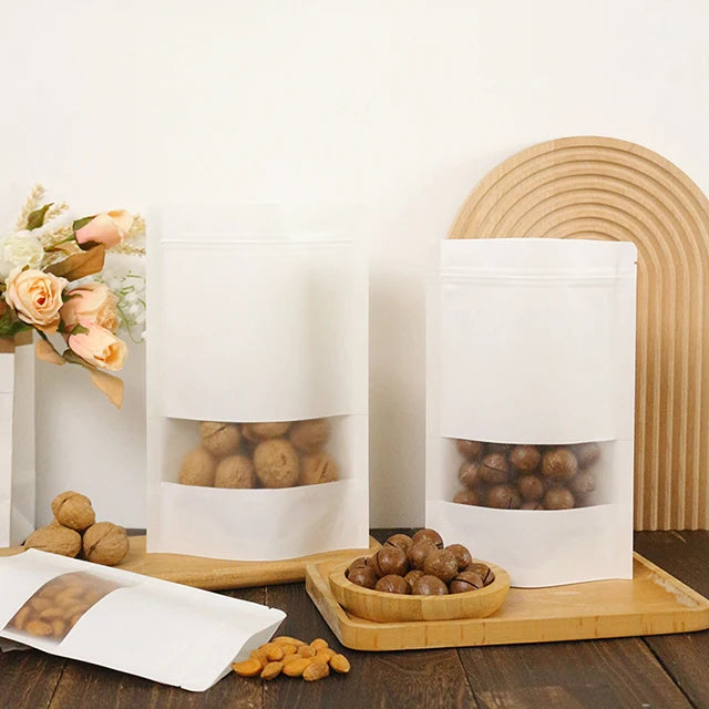 Custom Kraft Biodegradable Horizontal Stand-Up Cookie Pouch Paper Bags for Snack Food & Sugar Pet Food Personalised Logo