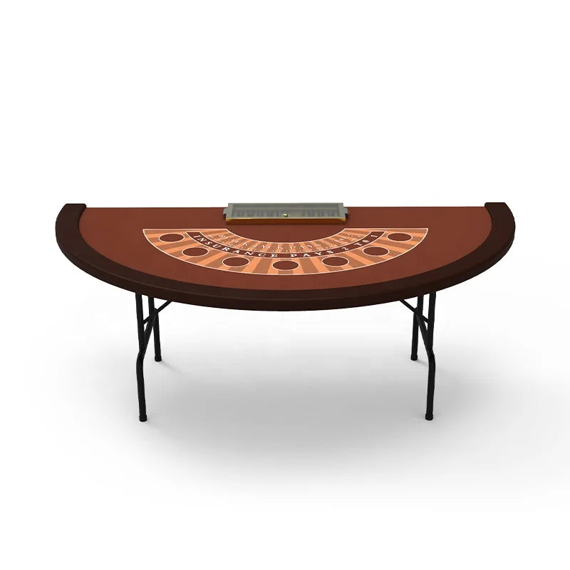 YH 220cm Folding Blackjack Table High Quality MDF Half Round Blackjack Poker Table Folding Legs With Golden Tray