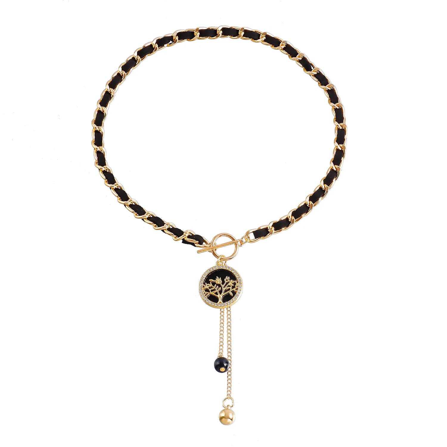 Factory Price Sexy Wrapped Velvet Chain Black Tree-shaped Gold Butterfly Necklace for Women Girls Collarbone Chain Tassel Collar