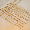 G2060 Wholesale Bracelets Jewelry 18K Gold Plated Star Map Heart Charm Stainless Steel Double Layers Chain Bracelet for Girls