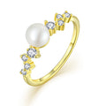 YILUN Classic 925 Sterling Silver Single Stone Pearl Ring Fine Jewelry 18K Gold Plated CZ Diamond Dainty Pearl Ring 925