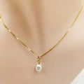 16/18 Inch Choker Necklace real 14K Gold Filled Box ChainAAA 5-6 mm Natural Freshwater Rice Pearl Pendanthigh Luster
