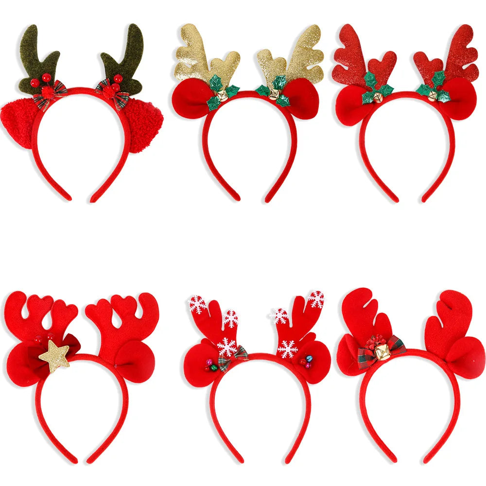 New Christmas Antlers Headband Adult Hairpin Christmas Hair Ornaments Children Cute Elk Headdress Christmas Headband Supplies