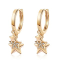 2022 Trendy 18K Gold Plated Brass Zircon Star Huggie Earrings with Unique Design for Women-Wedding Engagement Party Gift Jewelry