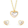 Trendy Jewelry Party Stainless Steel 18K Gold Plated Chunky Heart Pearl Jewelry Set Pendant Necklace and Earring Set for Sale