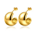 Fashion Jewelry Gold Color Stainless Steel Half Empty Big Stud Earrings for Women Girl Simple Trendy Earrings