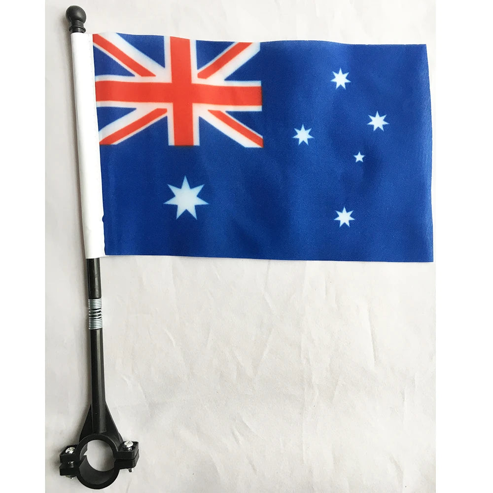 Custom Printing Bicycle Flag National Flag Polyester Handlebar Australia Flag  For Outdoor Cycling Decoration