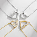 Dainty 925 Sterling Silver CZ Zircon Hollow Heart Pendant Necklace for Women Wholesale