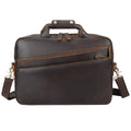 Hot Sale 15.6'' Men's Business Laptop Portfolio Brown Crazy Horse Leather Briefcase Full Grain Genuine Leather Office Briefcase