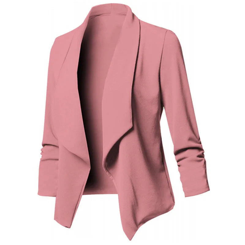 RNSHANGER Women Slim Blazers Oversized S-5XL 12 Colors Female Solid Long Sleeve Business Workwear Cardigans Blazer