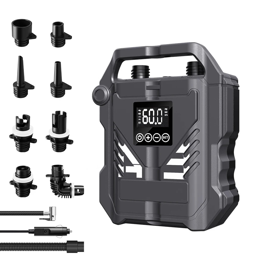 Gicle 883H 60Psi Electric Tent Pump 12V DC Car Connector High Pressure Dual Stage Inflation Auto-off Portable for Paddle