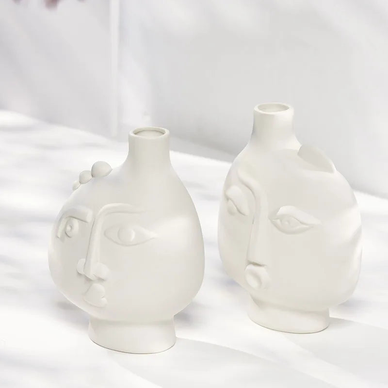 Modern European Design Ceramic Flower Vase Creative Face Soldier Art for Home Decor Indoor/Outdoor Garden for Hotels Weddings