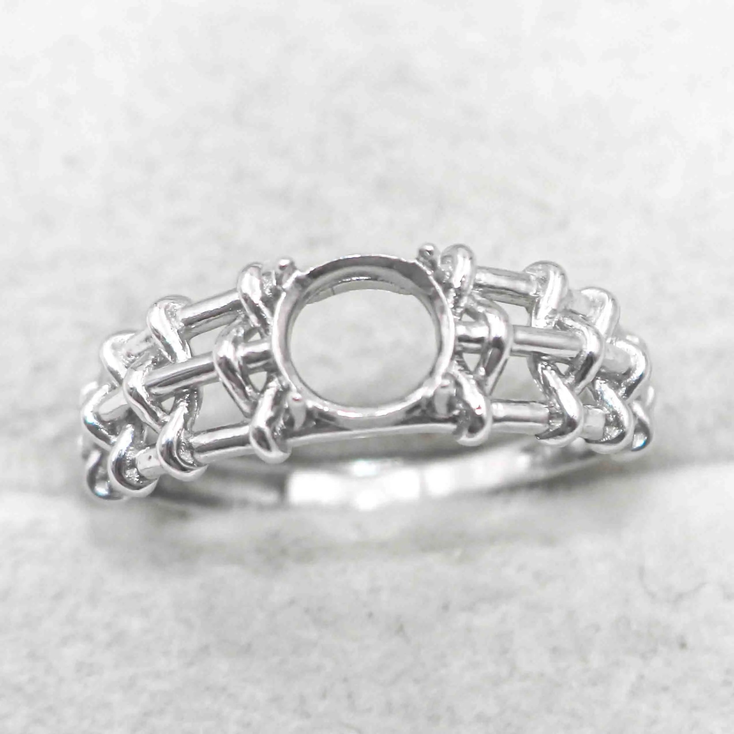 Sterling Silver 6*6mm Semi Mount Ring Empty Frame Blank Support Claw Setting S925 Base Holder Without Center Stone for DIY Inlay
