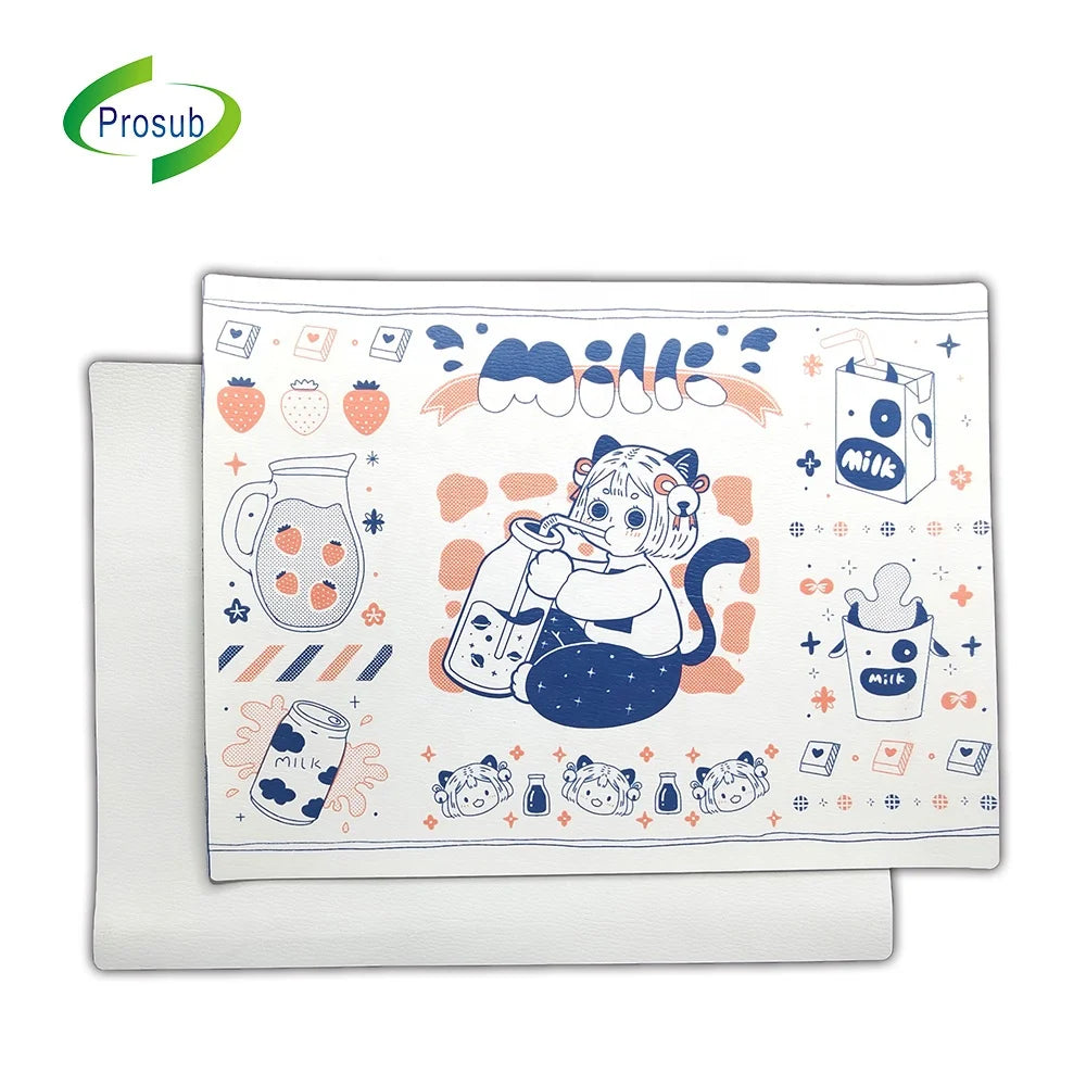 Prosub Sublimation Placemat Blanks Custom Printing Logo PU Leather PVC Rectangle 30*40cm White Sublimation Table Mats