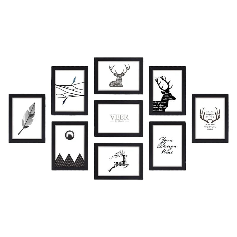 Creative DIY Simple Punch-Free Hanging Wall Decoration Durable Eco-friendly MDF Material UV Printing Photo Frame Combination for