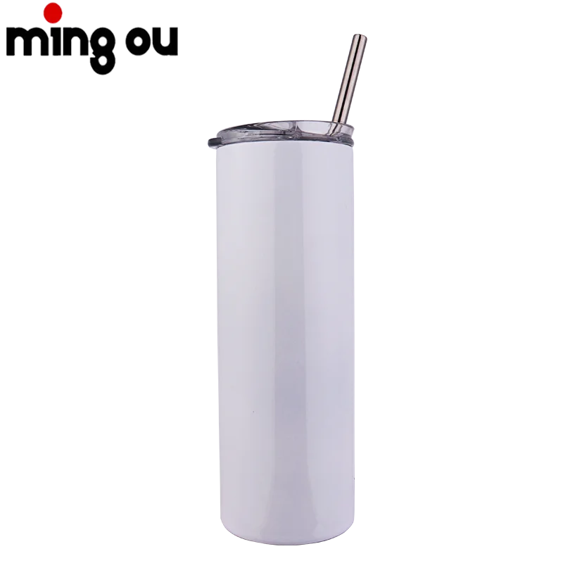 Blank Sublimation Bottle 600ML Stainless Steel Cup with a Straw 20oz Sublimation Tumbler Straight