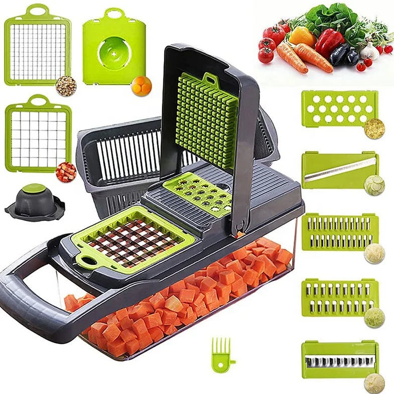 Hot Selling Multi 12 1 Manual Mandoline Stainless Steel Eco-Friendly Fruit Vegetable Cutter Onion Dicer Veggie Slicer Vegetable