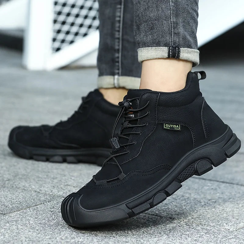 GUYISA Fashion Hot Selling Industrial Safety Shoes Microfiber Leather Steel Toe Anti-smashing Anti-piercing Summer Autumn Unisex