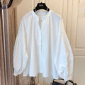 Boutique Wholesale 2026 Autumn New Fashionable Pleated Bubble Sleeves Loose Women's Shirt
