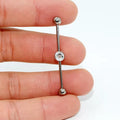 G23 Titanium Orthodox Industrial Barbell Piercing with Crystal and Rhinestone for Wedding Engagement Gift