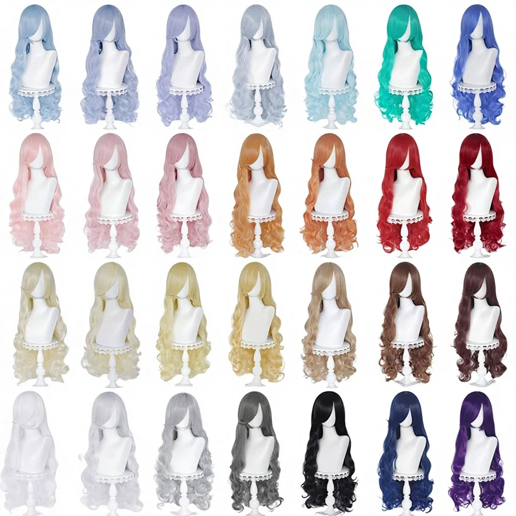 Wholesale 100cm Wig Cosplay Multi Colors Long Curly MSN Peluca Synthetic Anime Hair Cosplay Heat Resistant Wigs