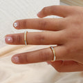 INS New Trendy 18K Gold Plated Zircon Shell Ring Jewelry Stainless Steel Tarnish-Free Thin Finger Rings for Wedding or Gift