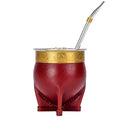 Customized Imperial Gourd Yerba Mate Tea Cup with Bombilla(Straw) Cleaning Brush Handmade Leather Argentina Baroque Style