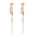 Ladies Crystal Big Long Tassel Gold Plated Stainless Steel Drop Earrings for Women Female Wedding Jewelry White Zircon Wholesale