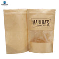 MOQ 500pcs See Through Stand up Zipper Kraft Paper Packaging Bags Digital Printing Stand up Kraft Paper Bags With clear Window
