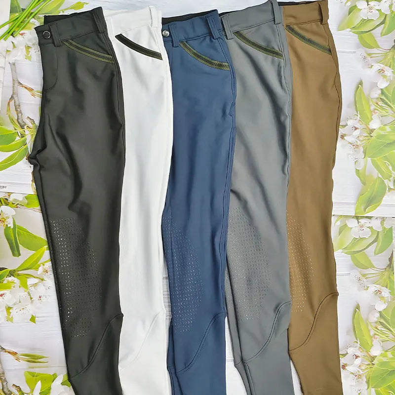 Custom Logo Kids Riding Pants Half Seat Equestrian Jodhpurs Boys Breeches Pocket Horse Riding Clothing Pants