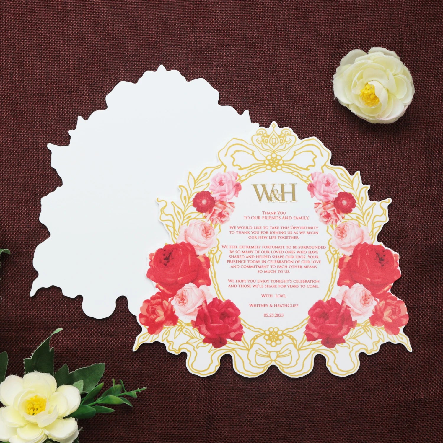 Unique Color Printing White Acrylic Wedding/Birthday Invitation Card Thank You Card with 3D Gold Acrylic Letters for Wedding