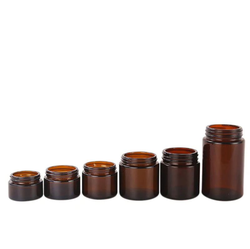 Hot Sale 5g 10g 15g 20g 30g 50g 100g Amber Glass Jar with PP/ABS Screw Lids for Cosmetic Skin Care Cream
