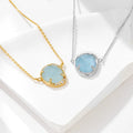 Fine Jewelry 925 Sterling Silver Chain Necklace Jewelry Women Elliptical Egg Shaped Natural Sapphire Gemstone Pendant Necklace