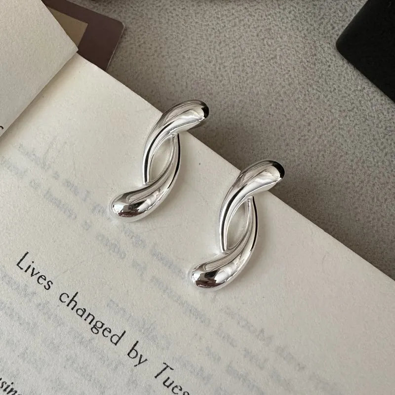 Fine Jewelry 925 Sterling Silver Geometric Stud Earring Fashion Jewelry for Women Stacking Earring