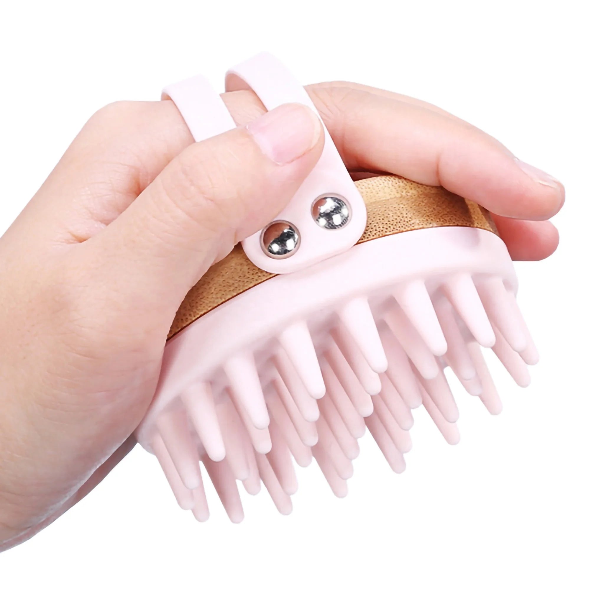 Wholesale Professional Silicone Wood Handle Scalp Massager Scrubber Exfoliator Customized Logo Soft Silicone Hair Shampoo Brush