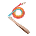 Pet Gradient Hand-woven Colorful Cotton Rope Cowhide Dog Leash