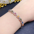 Customizable 925 Sterling Silver Indian Charm Bracelet for Women Natural Sapphire Oval Cut Rhodium Waterproof-for Gifts Parties
