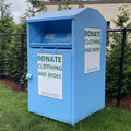 Custom Outdoor Galvanized Steel Standing Structure Used for Clothing Donation Drop Bin Charity Metal Clothing Recycling Bins